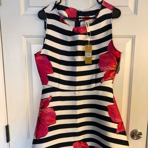 Pink Lily striped with flowers dress